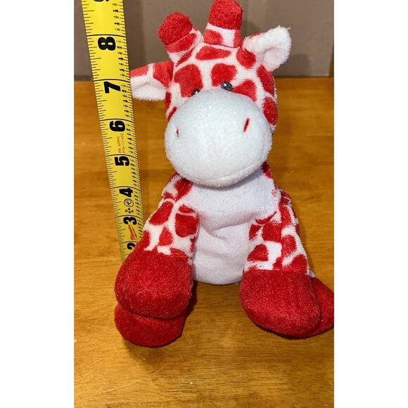 2007 Ty Pluffies Kisser Plush Valentines Giraffe Red White Stuffed Animal Toy - Picture 6 of 8